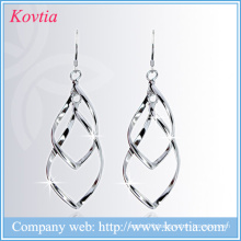 925 sliver earrings ribbon long leaf hanging earring long hook earring design